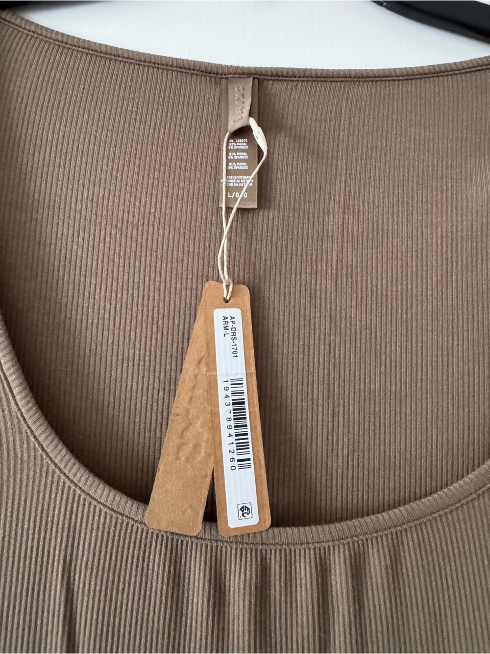 SKIMS Long Sleeve Scoop Neck Maxi Dress in Tan - Picture 4 of 4